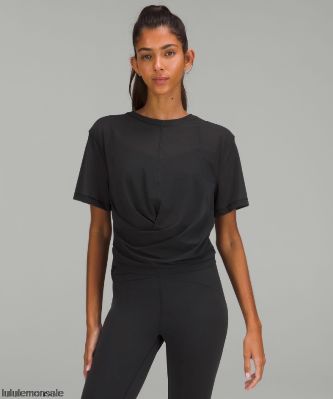 Lululemon Damen DELULU301 | Lululemon Deutschland Schwarzes Leichtes Wendbares Yoga-T-Shirt Aus Mesh